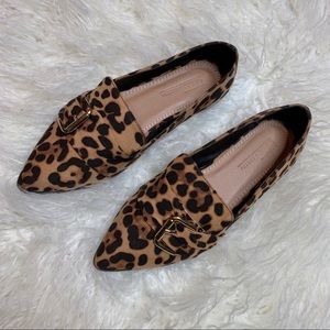 ASOS Leopard Melvin Wide Fit Pointed Flat Shoes